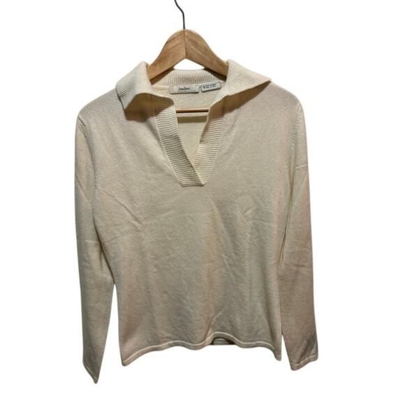 Neiman Marcus Cashmere Collection sweater v-neck spread collar Oxford pullover M - Picture 1 of 6